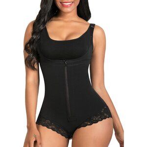 Women Tummy Control Fajas Colombianas Body Shaper Zipper Open Bust Bodysuit
